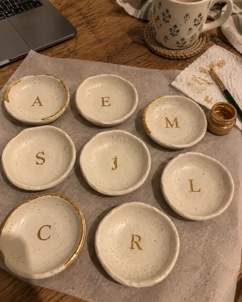 Handmade clay ring dishes