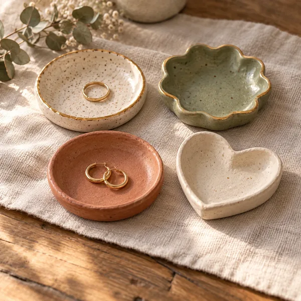 Handmade clay ring dishes
