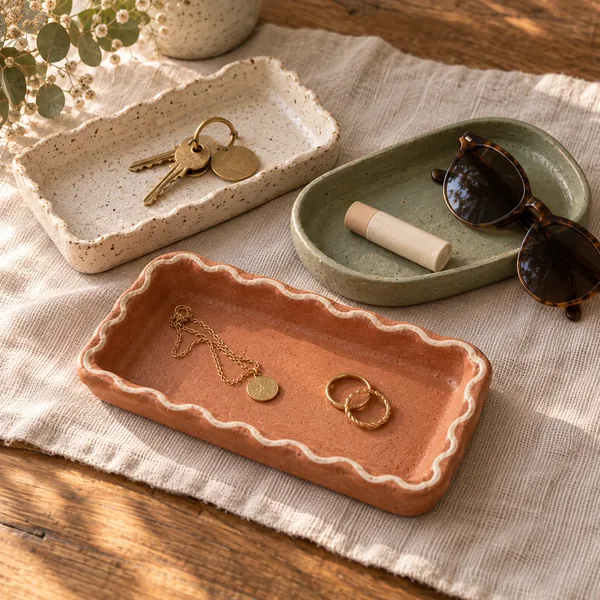 Handmade clay trinket trays